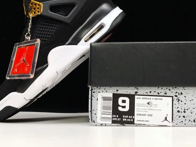 4 Royalty 308497-032 Black Air Jordan Metallic Gold-White 1207